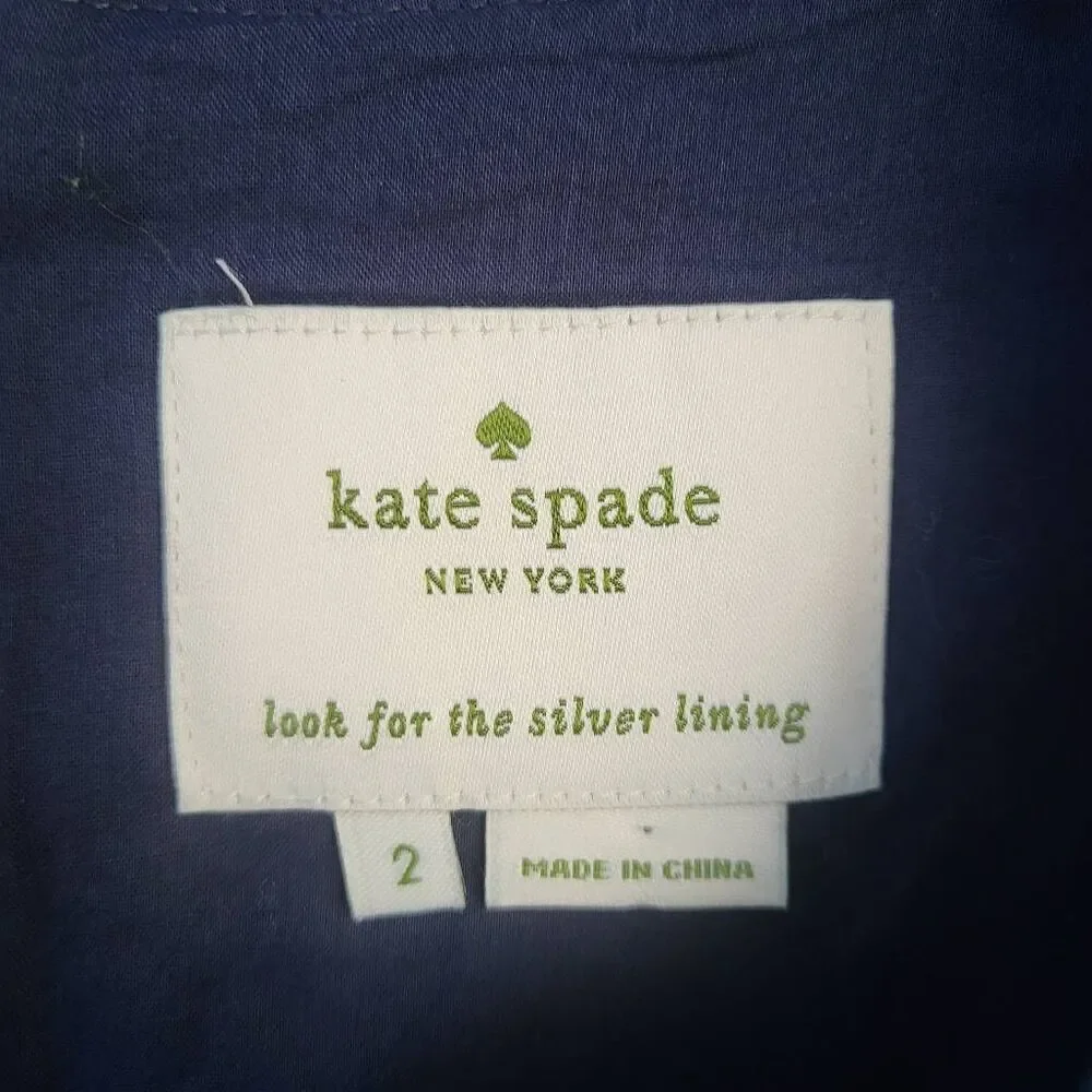 Kate Spade Womens Size 2 Shift Mini Dress Blue Windowpane Design Pockets Lined